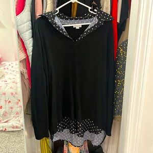 Craft & Barrow Tunic Black Sweater Faux Layers